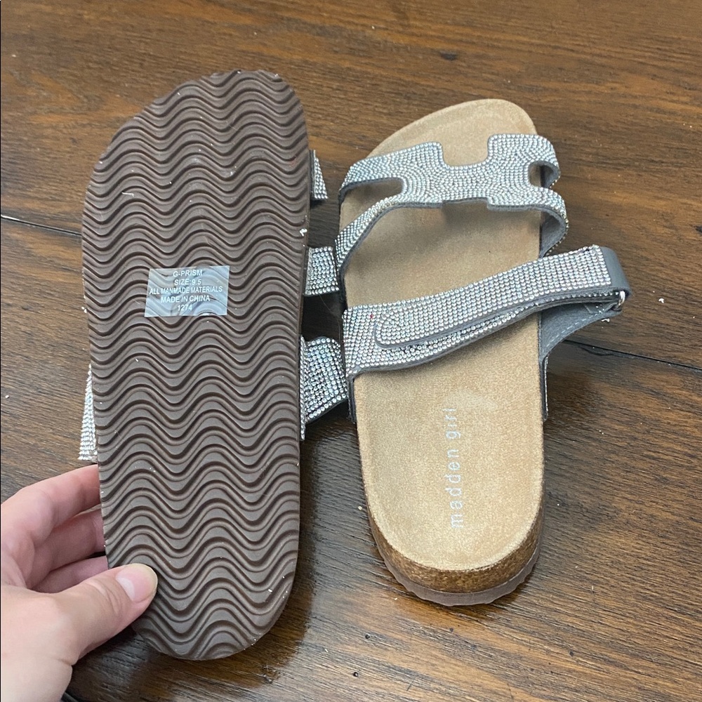 Madden girl Sparkling Silver Slide Sandals - Picture 5 of 6